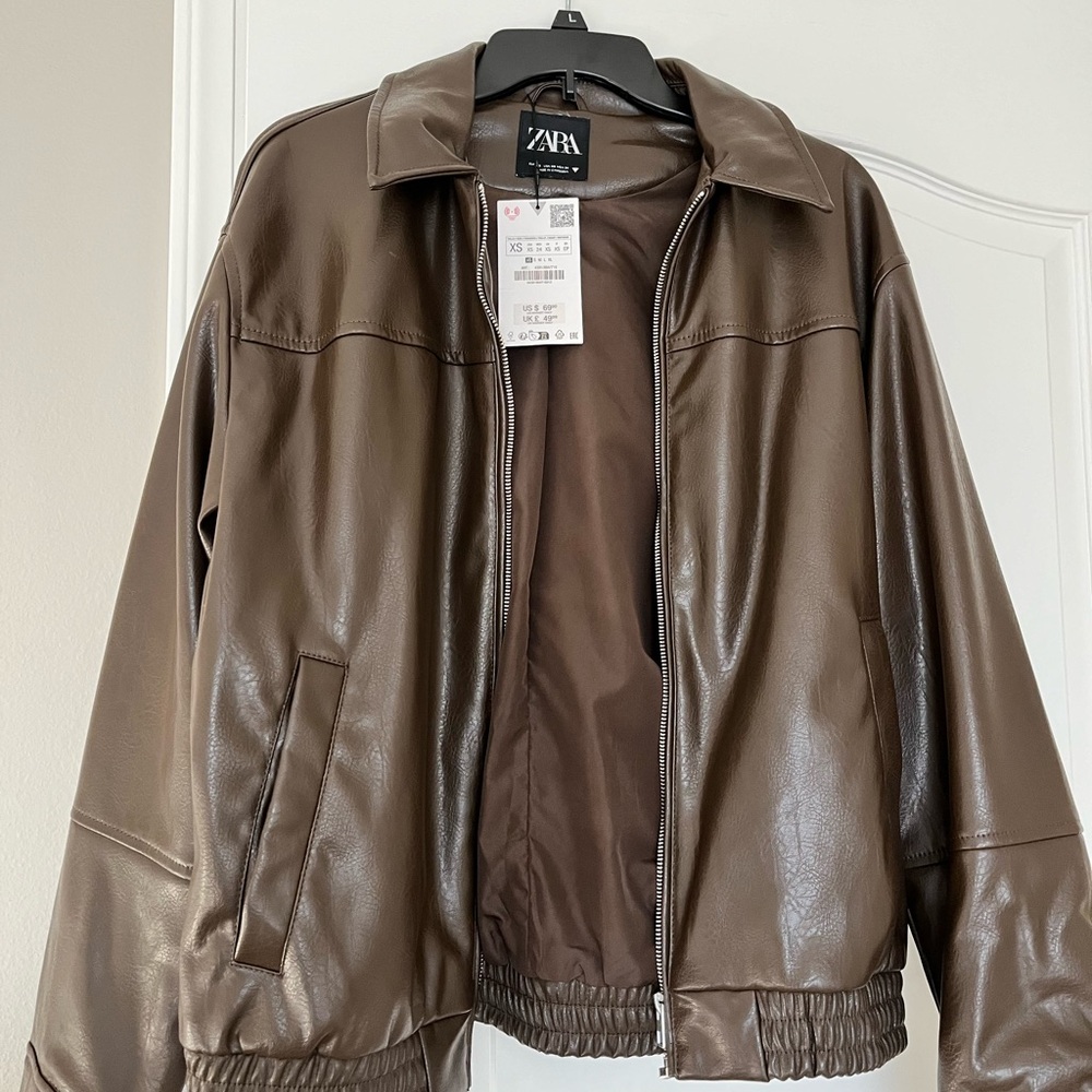Zara Chocolate Zip Up Jacket